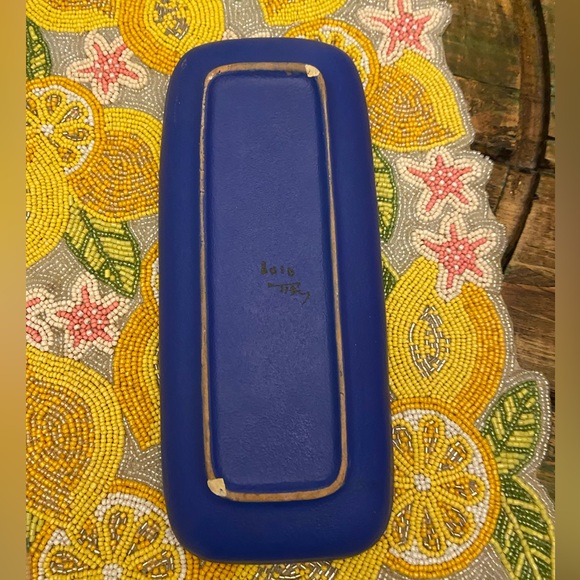 Vintage Bitossi Blue Glaze Campus Pattern Italian Rectangular Plate - Picture 11 of 13